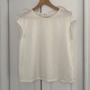 LILYSILK Basic Cap Sleeves Silk Tee - Natural White